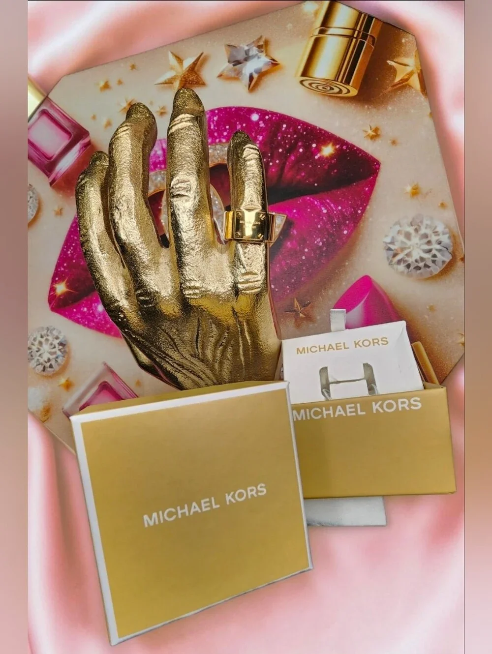 Michael Kors Heritage Collection Gold Tone Plaque Ring NWT